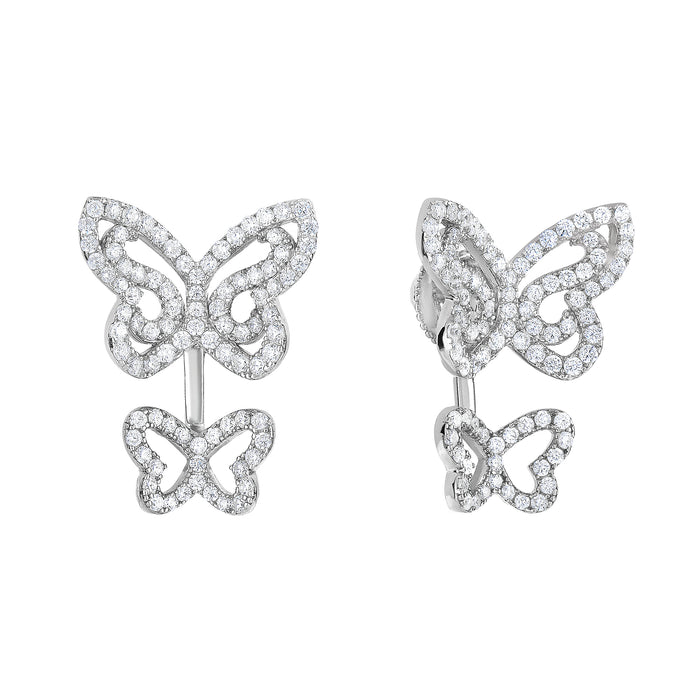 Sterling Silver 2 in 1 CZ Butterfly Earrings