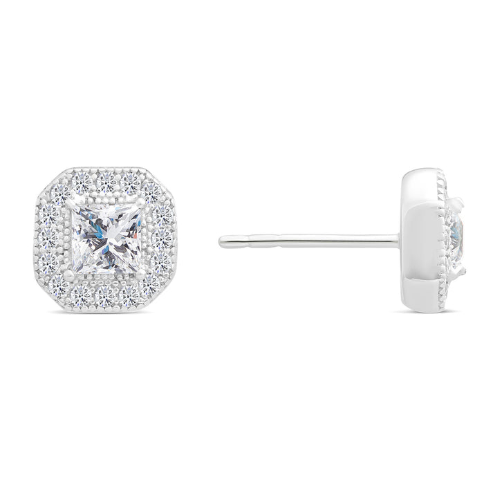 Sterling Silver Square CZ Stud Earrings NYFLE0087