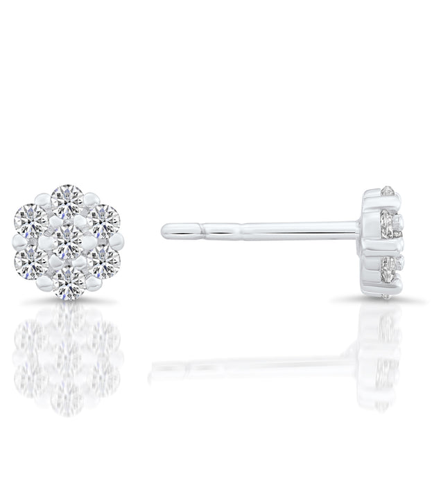 Sterling Silver & Cubic Zirconia Round Flower Stud Earring NYFLE0267