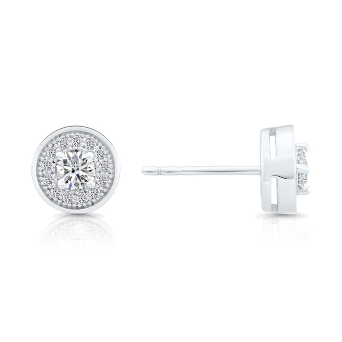 Sterling Silver Cubic Zirconia Round Stud Earring NYFLE0285