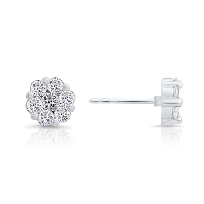 Sterling Silver & Cubic Zirconia Round Flower Stud Earring NYFLE3719