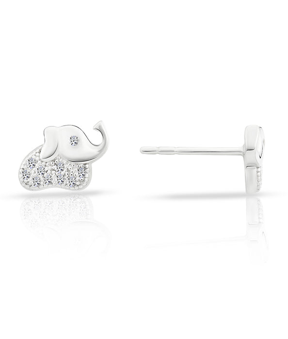 Sterling Silver & Cubic Zirconia Elephant Stud Earring NYFLE0929