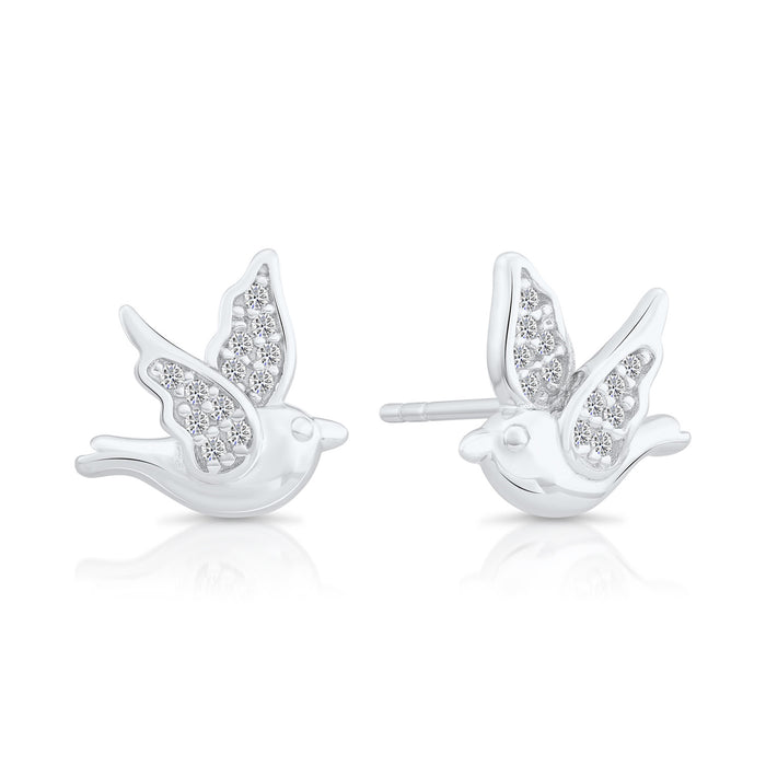 Sterling Silver & Cubic Zirconia Bird Stud Earring NYFLE1187