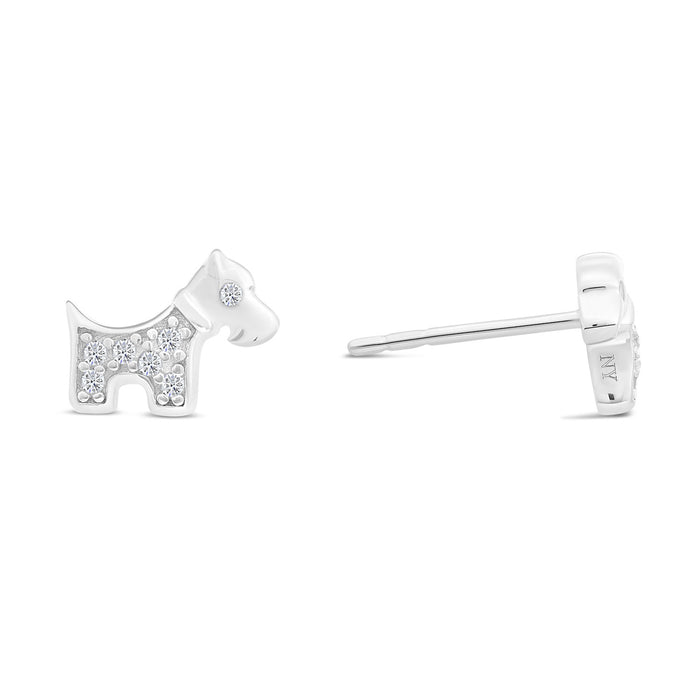 Sterling Silver & Cubic Zirconia Puppy Dog Stud Earring NYFLE1343