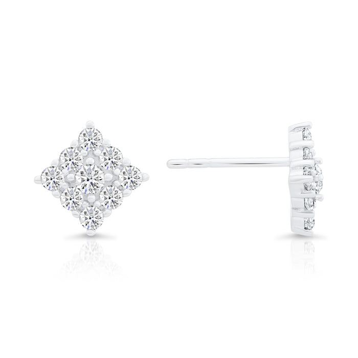 Sterling Silver & Cubic Zirconia Square Stud Earring NYFLE1509