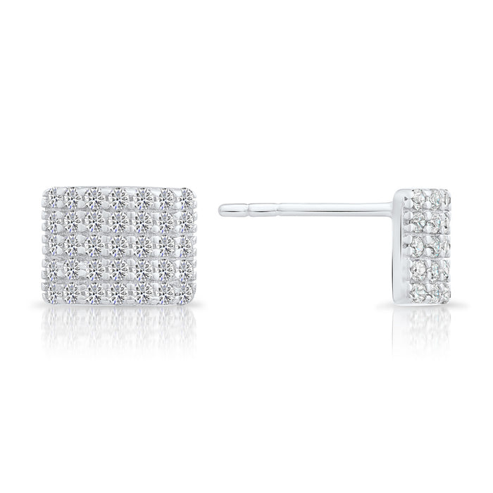 Sterling Silver & Cubic Zirconia Rectangle Stud Earring NYFLE1515