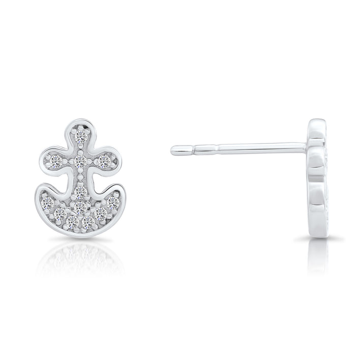 Sterling Silver & Cubic Zirconia Anchor Stud Earring NYFLE1659