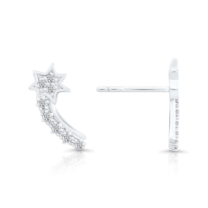 Sterling Silver & Cubic Zirconia Shooting Star Stud Earring NYFLE1891