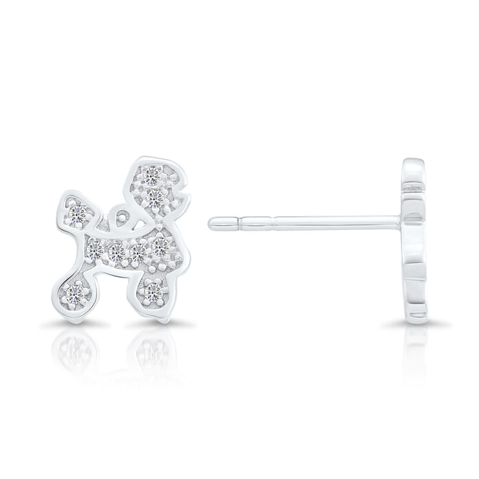 Sterling Silver & Cubic Zirconia Puppy Dog Stud Earring NYFLE1893