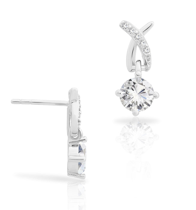 Sterling Silver & Cubic Zirconia Dangling Stud Earring NYFLE1897
