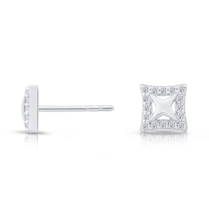 Sterling Silver & Cubic Zirconia Square Stud Earring NYFLE1962