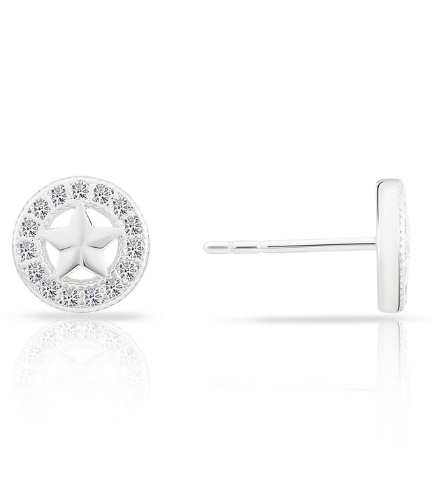 Sterling Silver & Cubic Zirconia Halo Star Stud Earring NYFLE1964