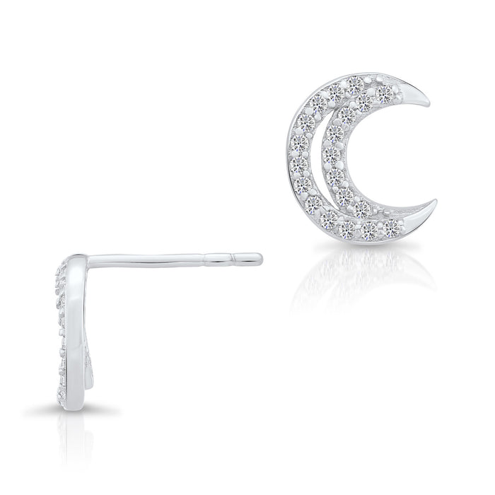 Sterling Silver Cubic Zirconia Moon Stud Earring NYFLE2757