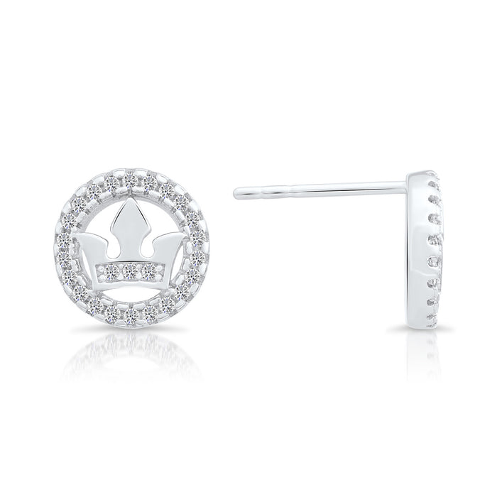 Sterling Silver & Cubic Zirconia Halo Crown Stud Earring NYFLE2998