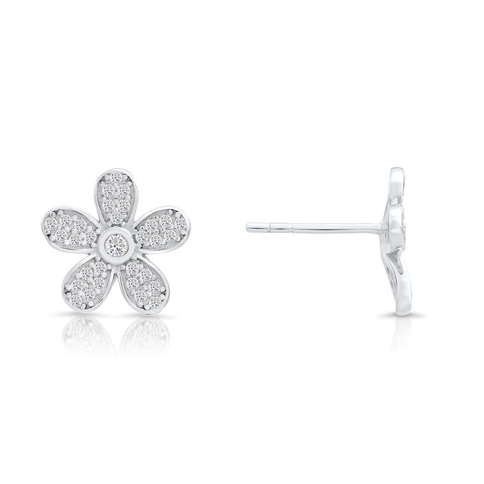 Sterling Silver & Cubic Zirconia Daisy Stud Earring NYFLE3126
