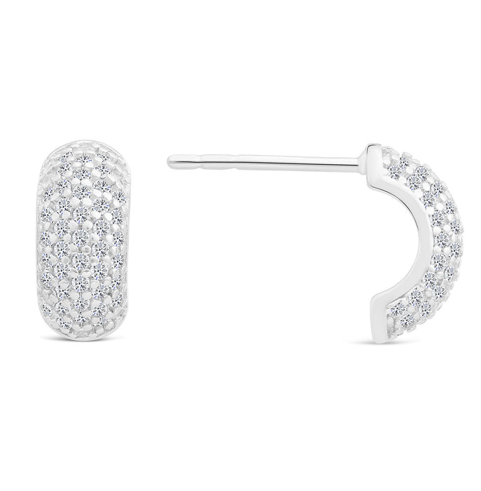 Sterling Silver & Cubic Zirconia Half Round Stud Earring NYFLE3480