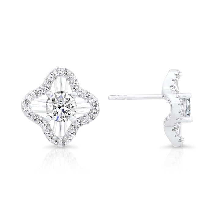 Sterling Silver & Cubic Zirconia Halo Stud Earring NYFLE3714
