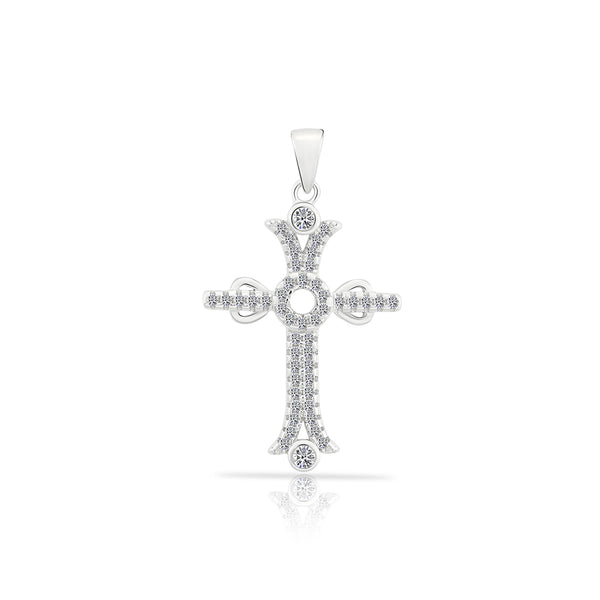 Sterling Silver Cross Cubic Zirconia Pendant
