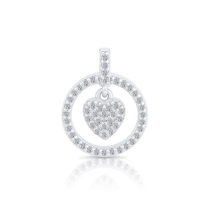 Sterling Silver Round Heart CZ Pendant