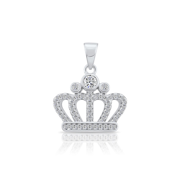 Sterling Silver Crown Cubic Zirconia Pendant