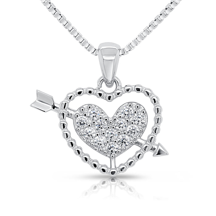 Sterling Silver Heart & Arrow CZ Pendant