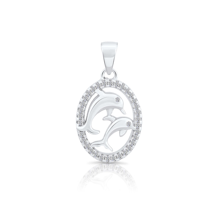 Sterling Silver Dolphin CZ Pendant