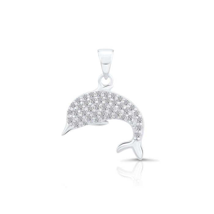 Sterling Silver Dolphin CZ Pendant