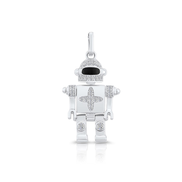 Sterling Silver Robot CZ Pendant