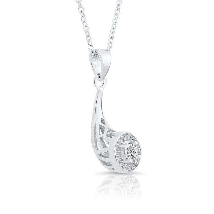 Sterling Silver Horn Style CZ Pendant
