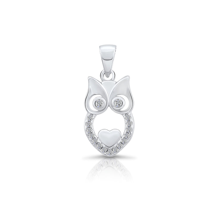 Sterling Silver Owl CZ Pendant