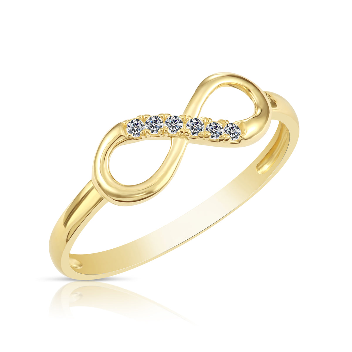Silver Gold Infinity Rings 10k Gold Cubic Zirconia Stackable Infinity Ring NYKR0136 — NY Gold ...