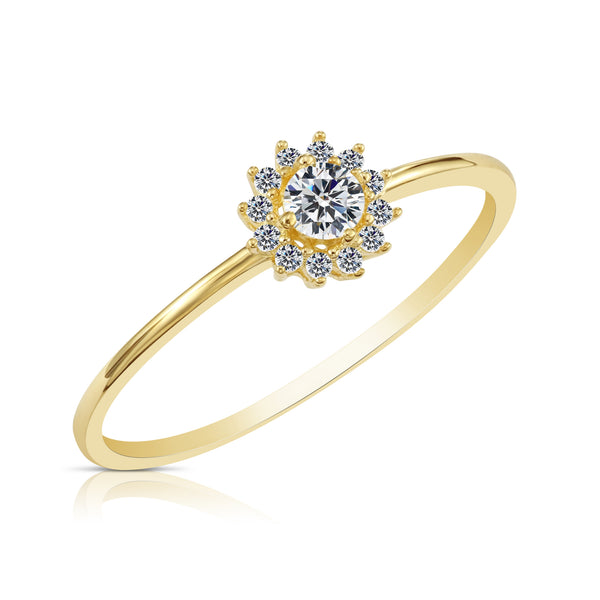 10k Gold Cubic Zirconia Stackable Flower Star Ring