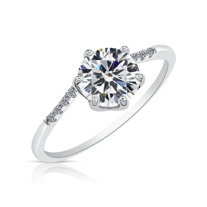 Sterling Silver Round Brilliant CZ Engagement Ring with Simulated Diamond