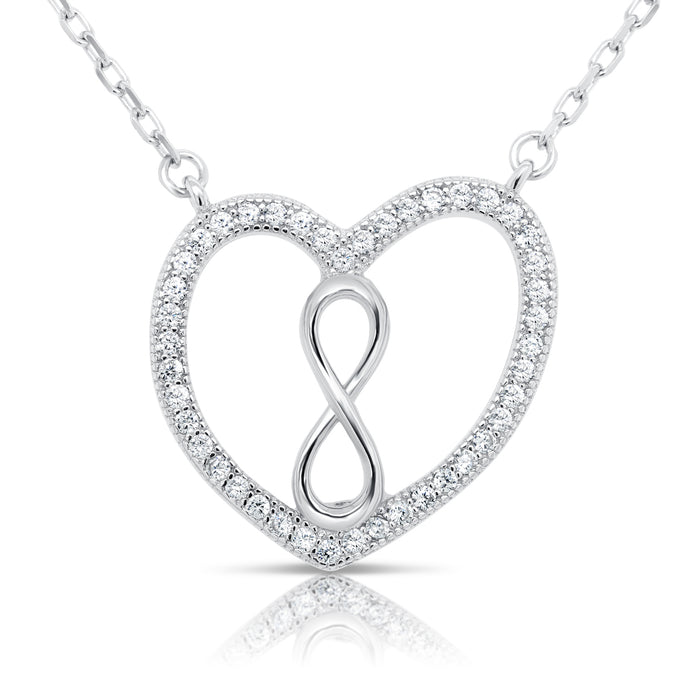 Sterling Silver Heart Infinity Necklace - Adjustable NYSE971