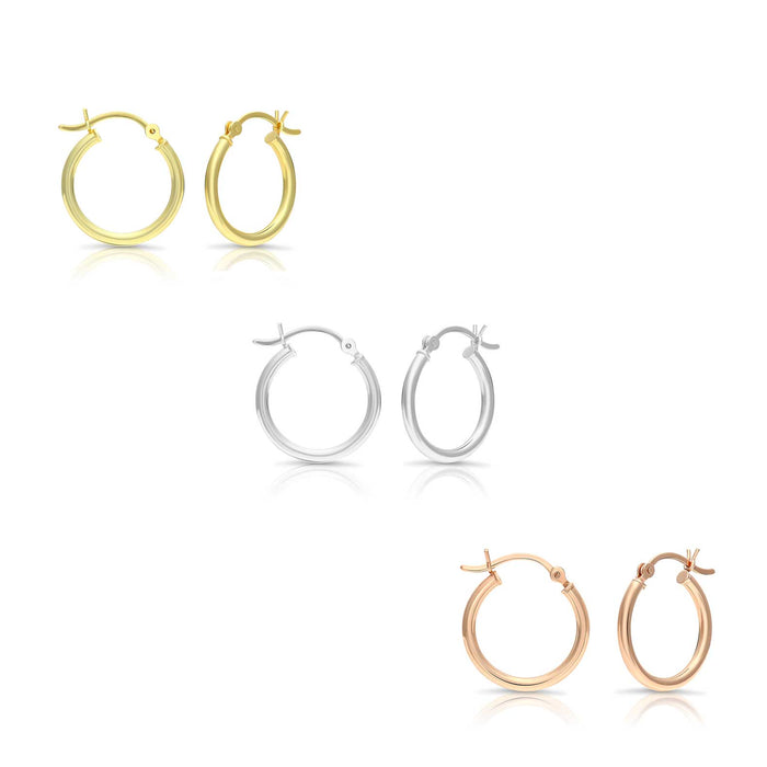 Gold Plated Hoop Earrings in Sterling Silver with Shiny Polished Finish