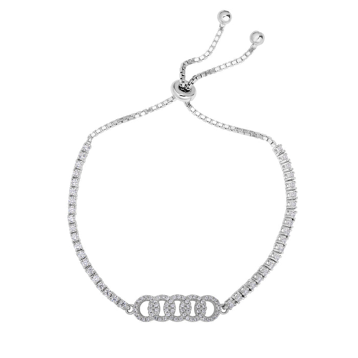 Sterling Silver Cubic Zirconia Infinity Adjustable Bracelet