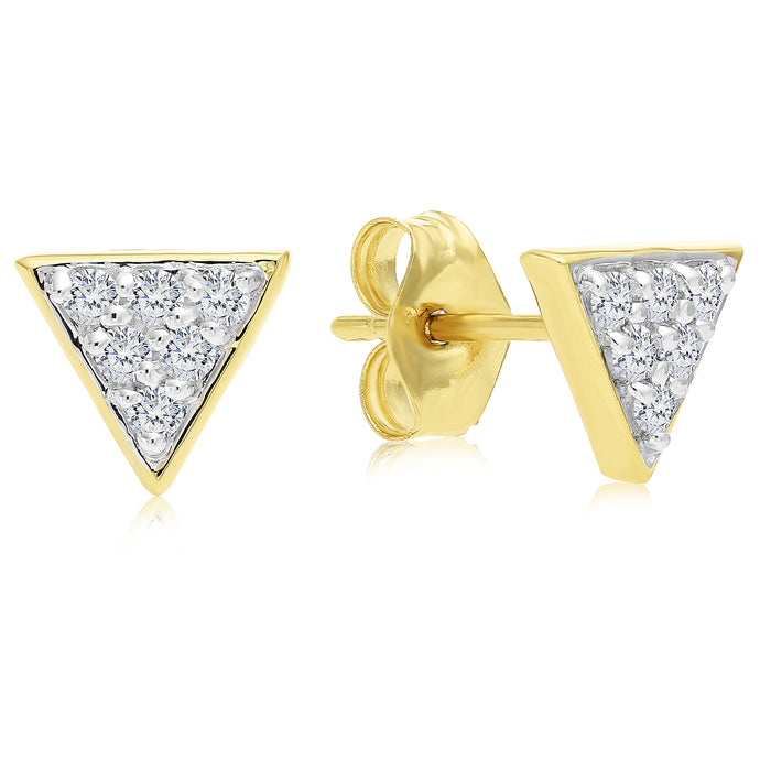 14K Solid Gold Triangle Shape Diamond Stud Earring