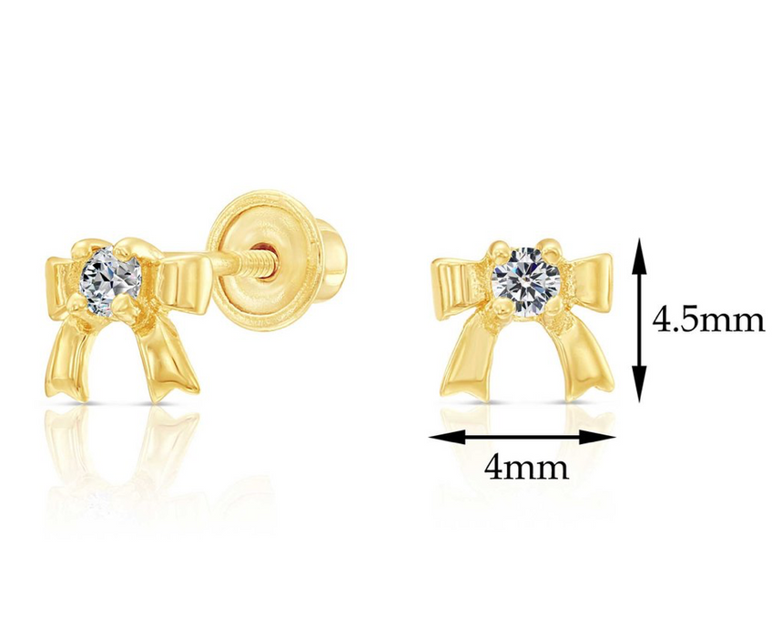 10k Yellow Gold Bow Stud Earrings