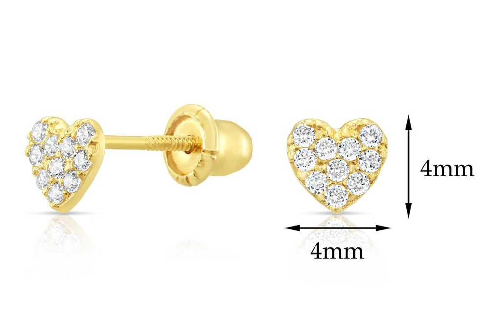 10k Yellow Gold Heart with CZ Stud Earrings