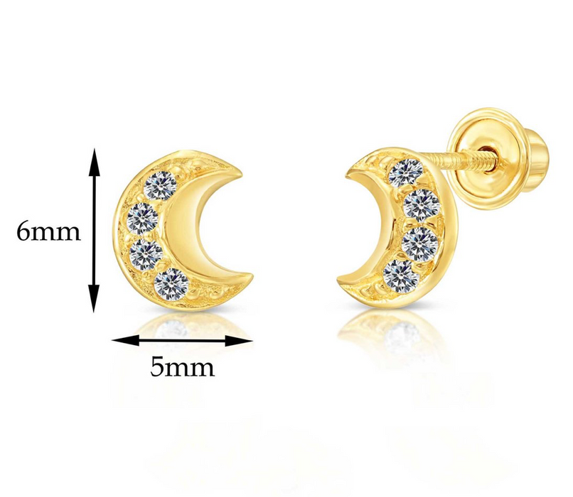 10k Yellow Gold Moon Stud Earrings