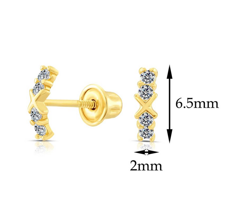 10k Yellow Gold XO Stud Earrings