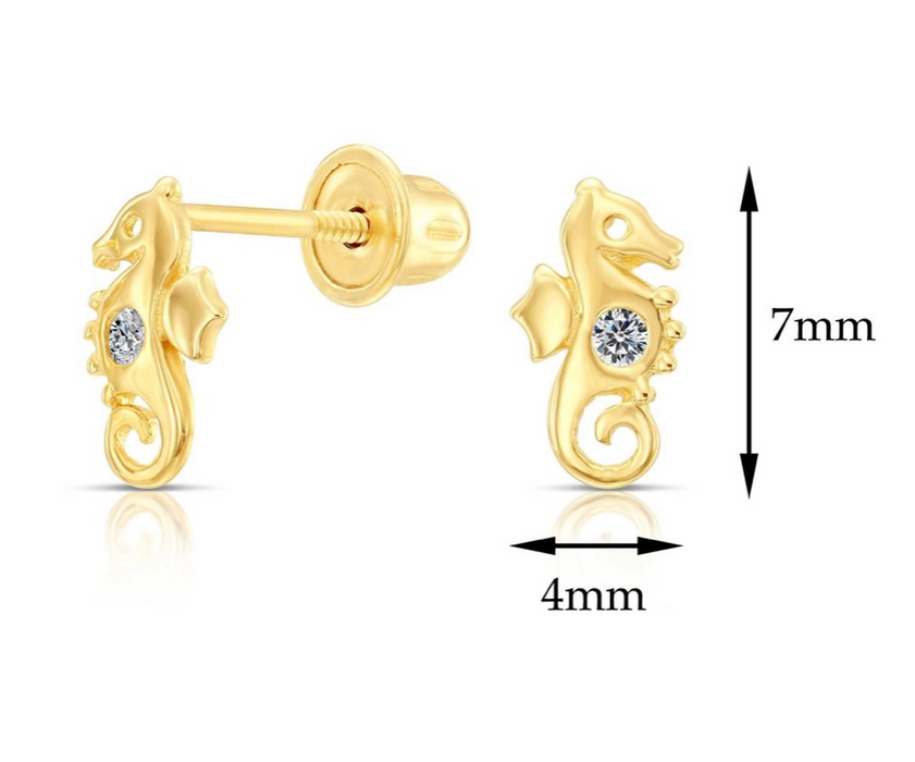 10k Yellow Gold Seahorse Stud Earrings