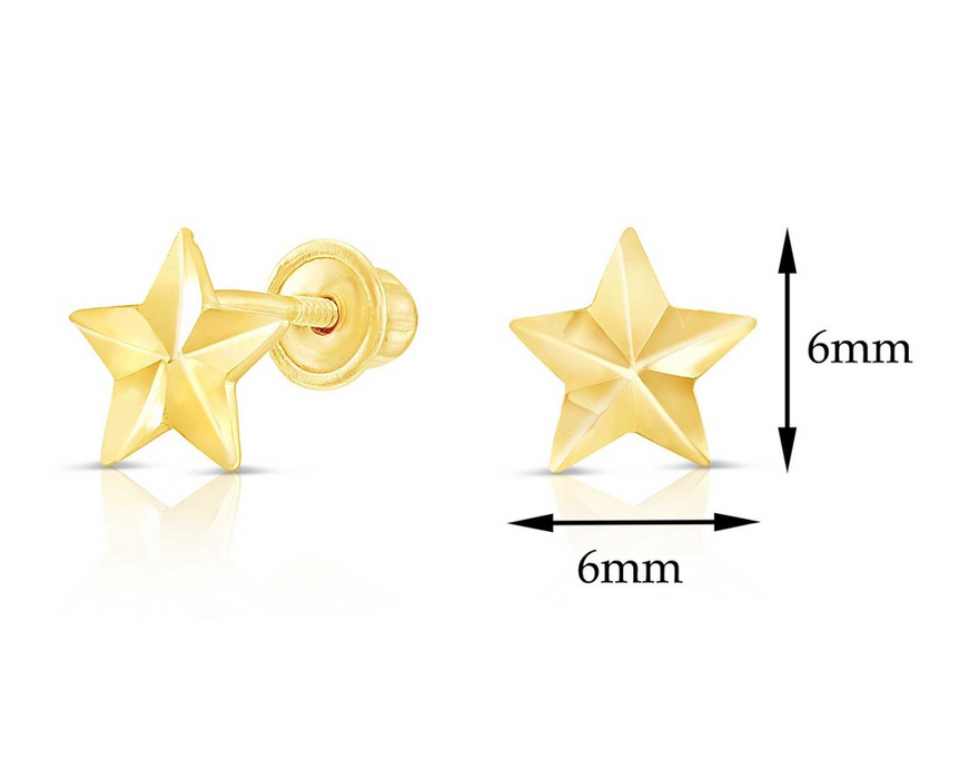 10k Yellow Gold Star Stud Earrings