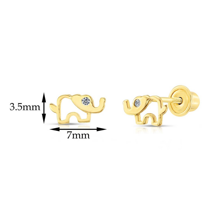 10k Yellow Gold Elephant Stud Earrings