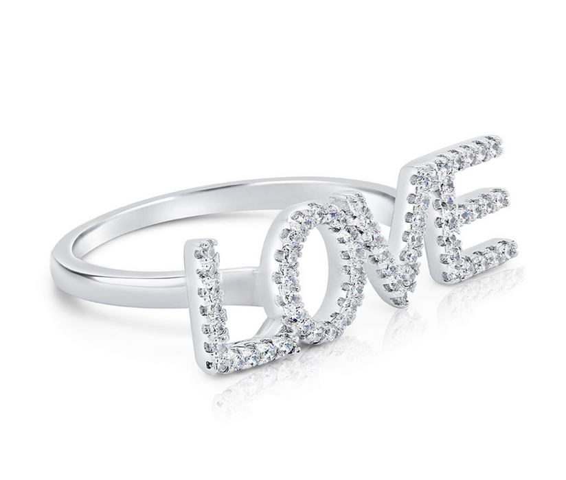 Sterling Silver Love Ring with CZ