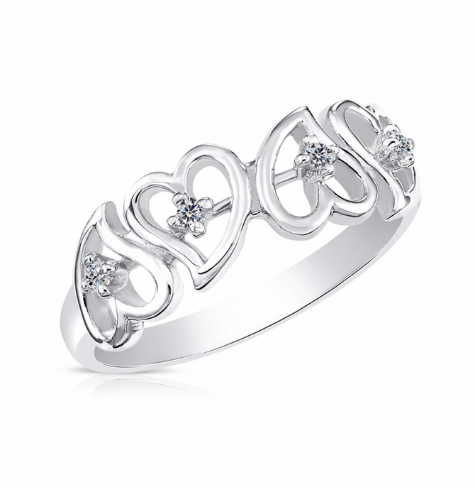 Sterling Silver Heart CZ Ring NYR9442
