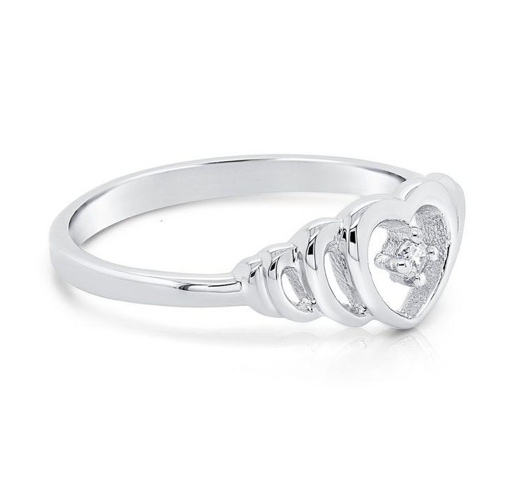 Sterling Silver Heart and CZ Ring