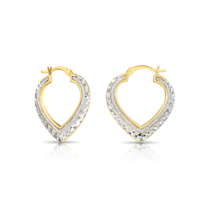Glitter Heart Diamond-cut Hoop Earrings in 925 Sterling Silver
