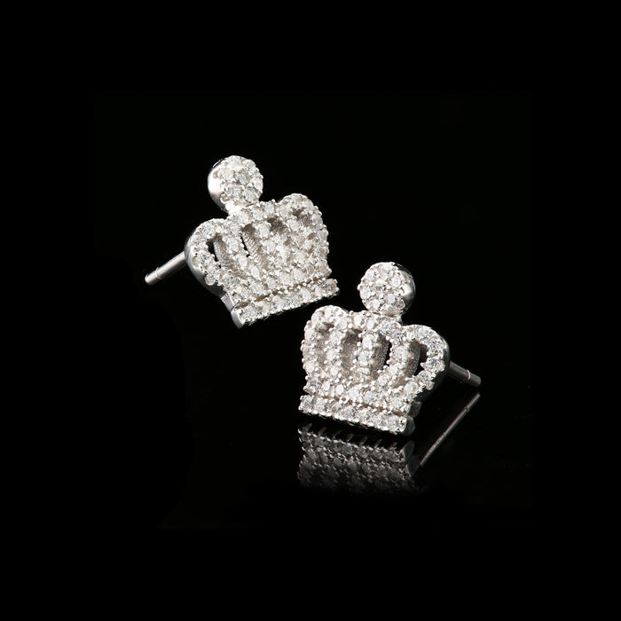 Sterling Silver Cubic Zirconia Crown Earring NYE1793