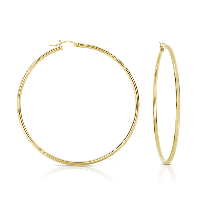 14K Yellow Gold 2 Inch Classic Polished Hoop